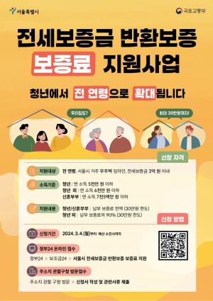 성동구, 전세보증금 반환보증 보증료 ‘청년→전 연령층’ 지원